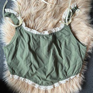 Lace Bow Zip Up Cami Top